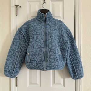 Anthropologie Blue Quilted Jacket